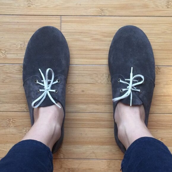 ZUZII FOOTWEAR Oxford Lace Up Barefoot Minimalist Shoes Carbon Dark Gray Suede - Picture 1 of 13